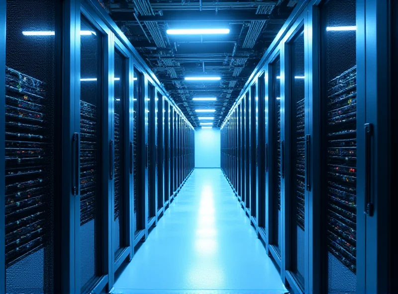 Server racks in a data center, representing AI chip usage.