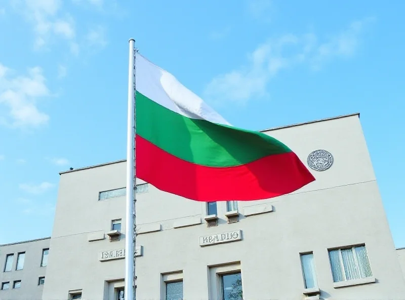 Bulgarian flag waving in front of the UNESCO headquarters in Paris