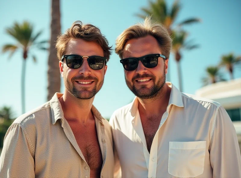 Andrew Tate and Tristan Tate posing for a photo in a sunny outdoor location.