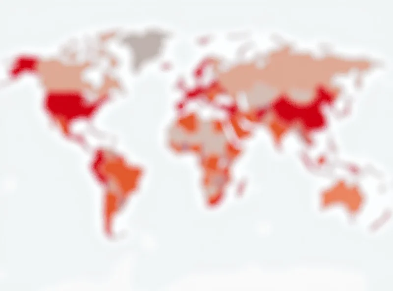 Global map highlighting areas affected by COVID-19