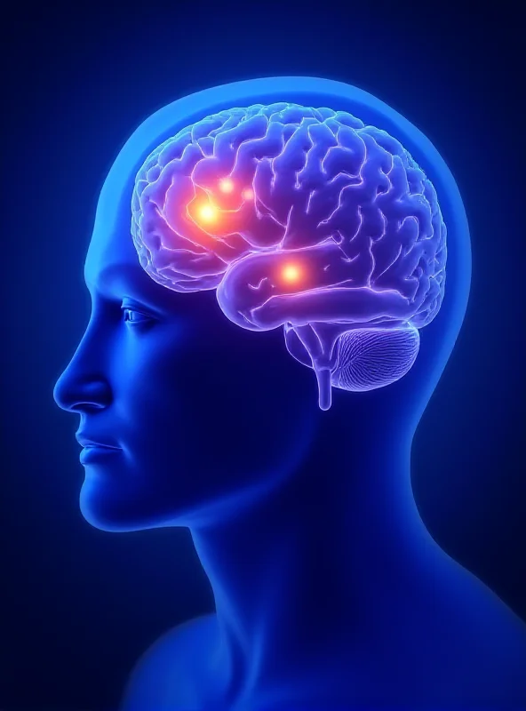 Illustration of a brain with highlighted areas representing encephalitis