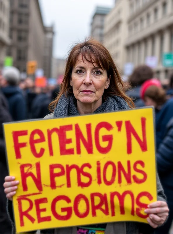 Protest sign held by a woman advocating for pension rights