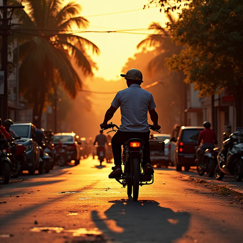 A stylized image depicting a taxi bike in Bali, with a hidden package suggesting illicit contents.