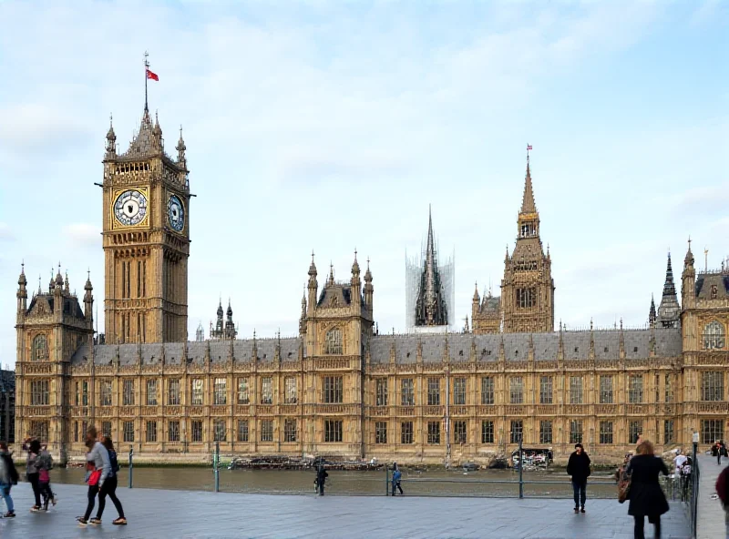 Exterior view of the Houses of Parliament in London