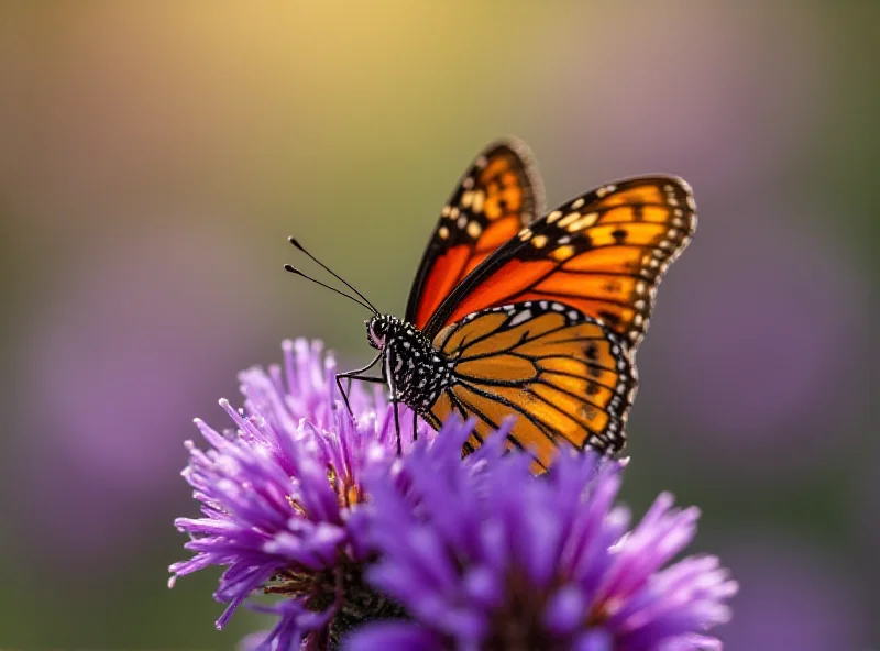A close-up of a vibrant butterfly perched on a flower.
