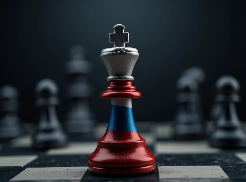 A symbolic image showing a chess board with a Russian flag on the king piece, symbolizing Putin's potential strategic moves and geopolitical risks.