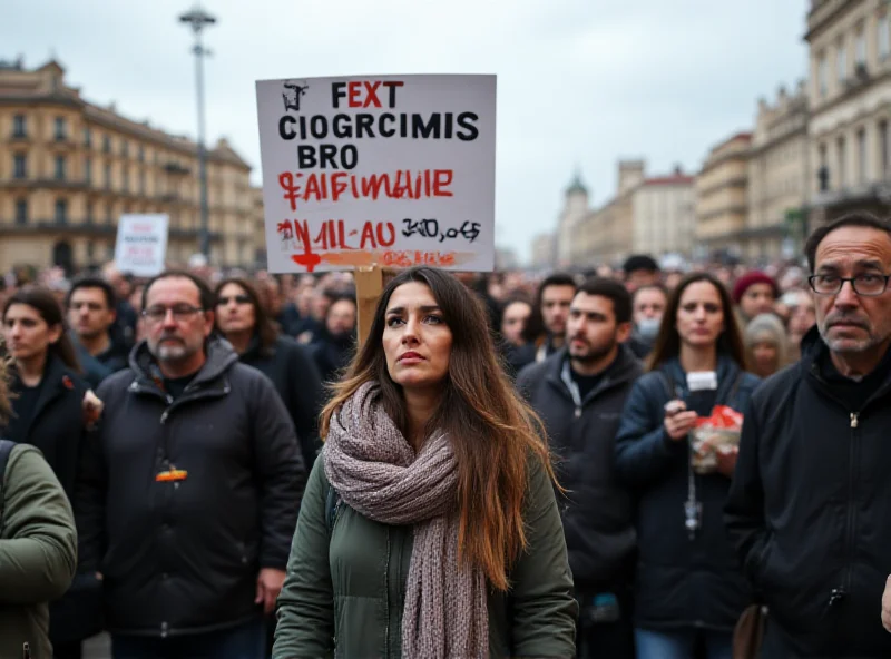 Protest in Valencia with people holding signs and banners demanding accountability.