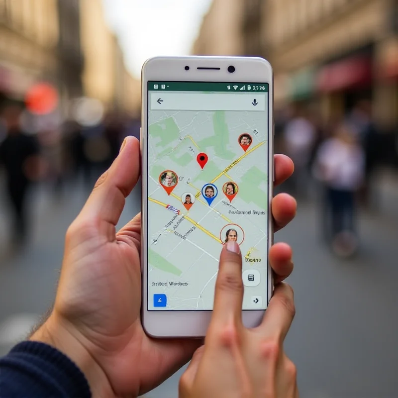 A person using a Google Pixel phone with a map showing the location of their friends, highlighting the new location sharing feature.