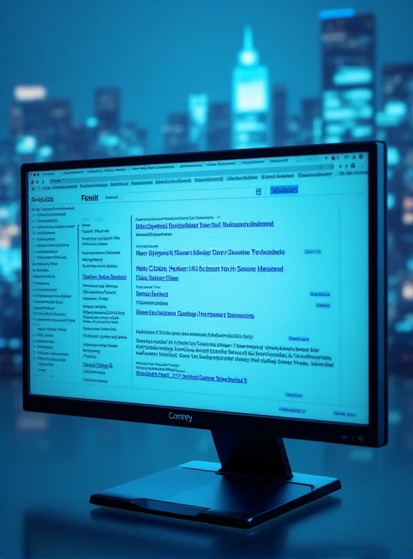 A futuristic interface showing AI-generated search results on a computer screen