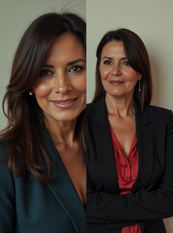 A split image showing Michelle Bolsonaro on one side and Rosângela da Silva (Janja) on the other, with a subtle political divide in the background.