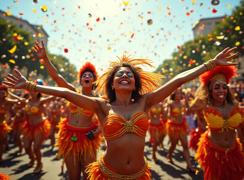 Crowd of people celebrating Carnival in Brazil