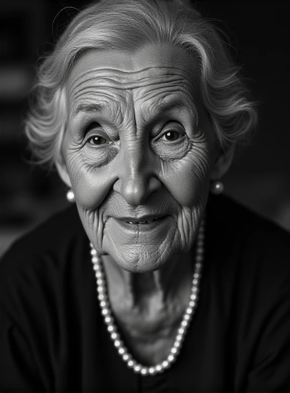 A black and white image of a woman, Rose Girone, smiling gently.