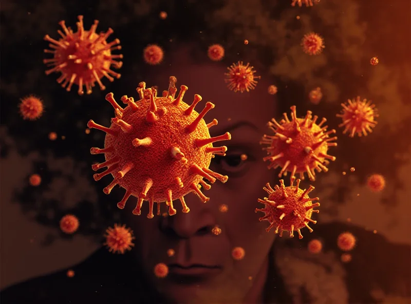 Illustration of the Mpox virus with concerning colors.