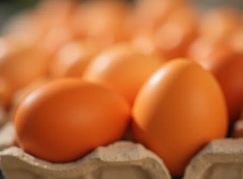 Close-up of fresh eggs in a carton.