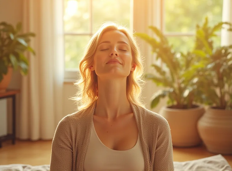 Woman practicing deep breathing exercises.