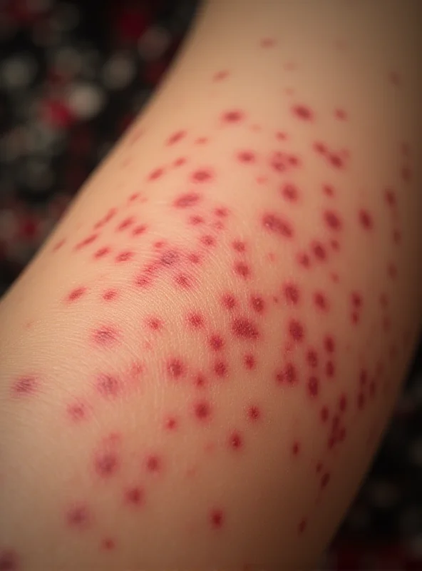 A close-up of a measles rash on a child's skin.