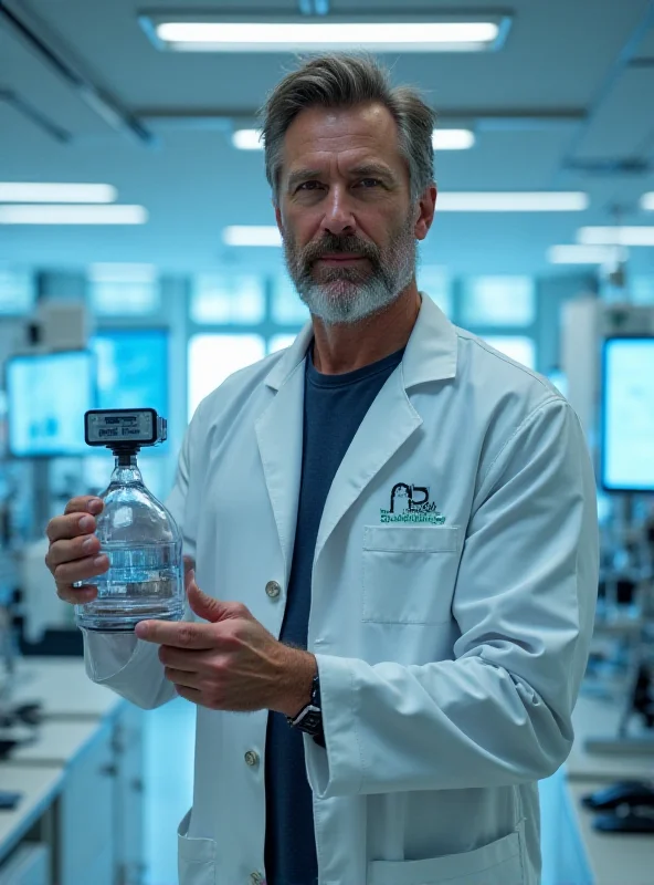 Bryan Johnson, a man in his late 40s, looking youthful and healthy while holding a futuristic device.