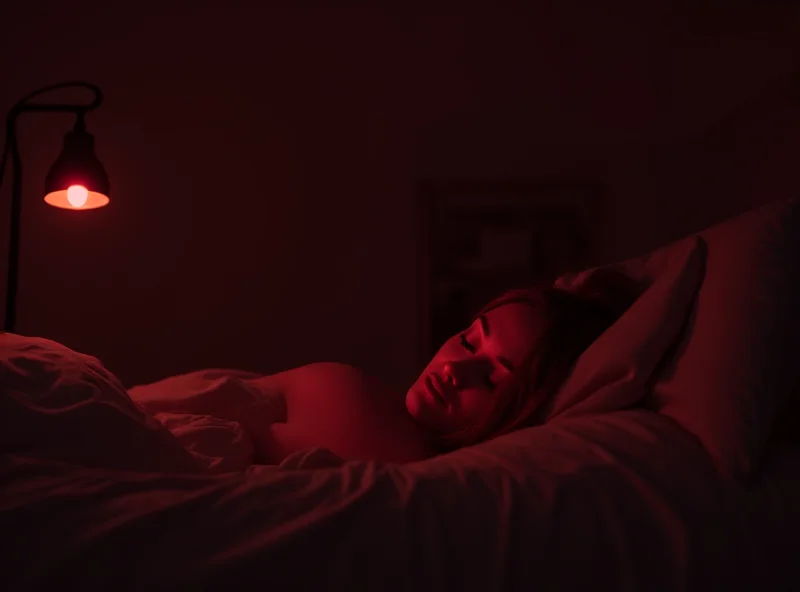Woman sleeping peacefully under a red light