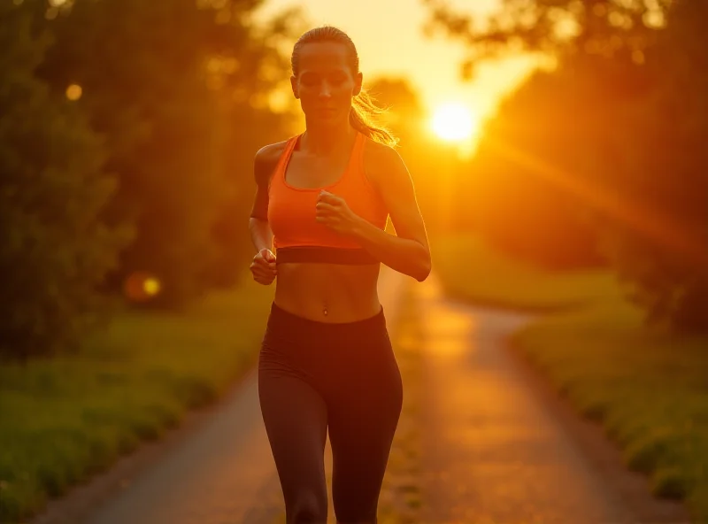 Woman running outdoors during sunset