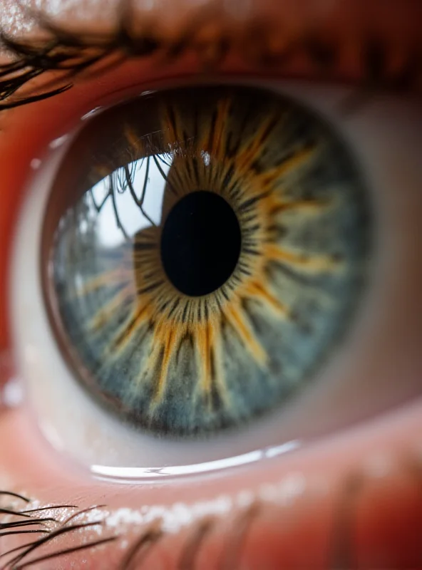 Close-up of an eye with a visible cataract.