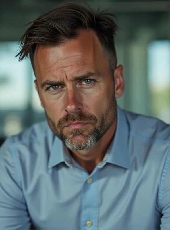 A close-up image of a man with a concerned expression, subtly conveying the emotional weight of societal expectations on men in Silicon Valley.