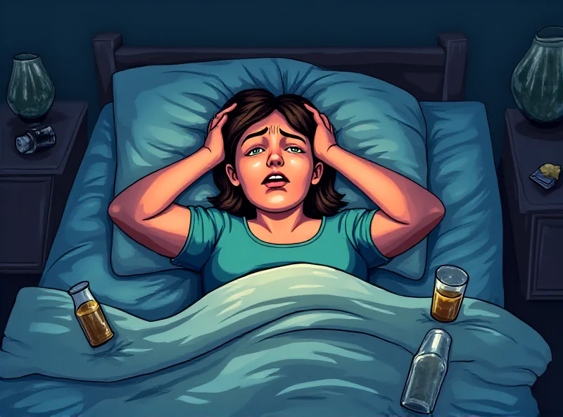 Illustration of a person suffering from a hangover, clutching their head in pain.