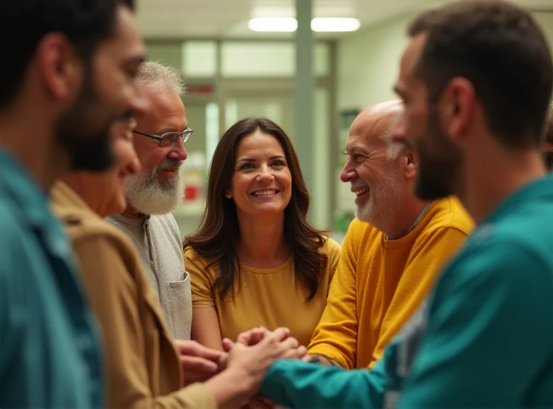 A diverse group of people holding hands in a circle, representing unity and support for those with rare diseases.