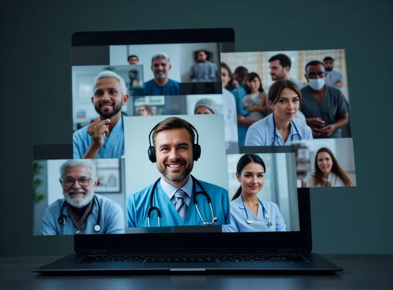 A diverse group of medical professionals engaged in a webinar, displayed on a laptop screen. Various participants are visible in small windows, attentively listening and occasionally speaking. The scene conveys a sense of collaboration and knowledge sharing.