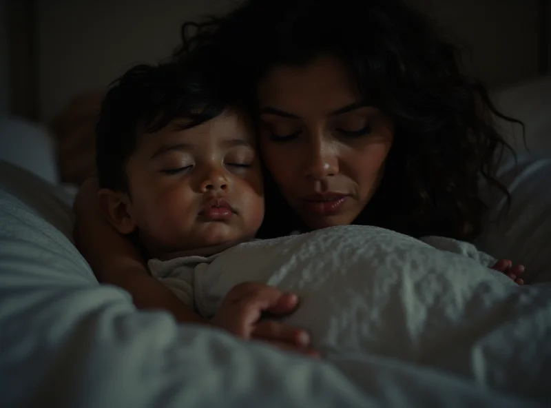 A concerned parent looking at their child sleeping.