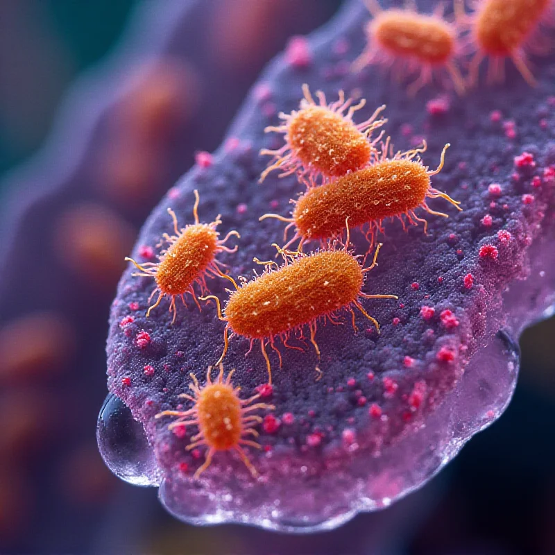 A close-up microscopic view of antibiotic-resistant bacteria inside human cells.