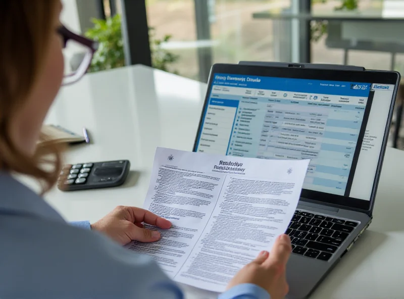 A person reviewing Medicare documents at a desk with a laptop.