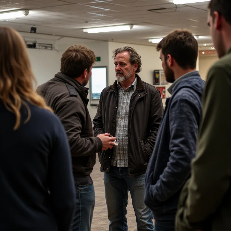 Chris O'Dowd on the set of Small Town, Big Story.