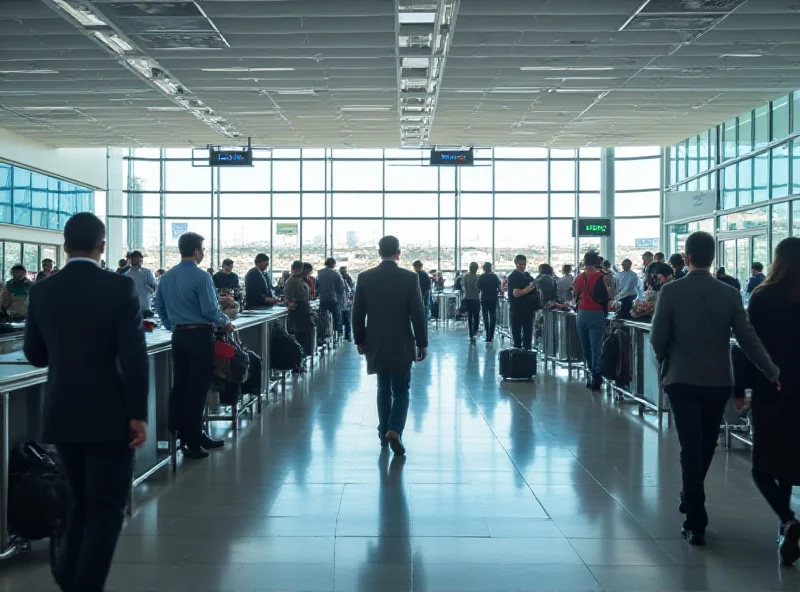 Image of Beirut Airport terminal with security personnel in the foreground.