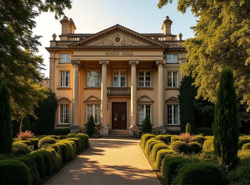 Exterior view of a restored historic castle with a classical facade.