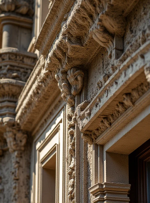 Close-up of the castle's restored architectural details, showcasing its classical design.