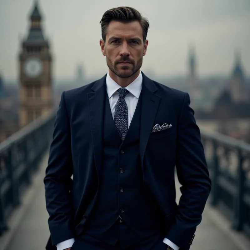 A man wearing a perfectly tailored bespoke suit, exuding confidence and style.