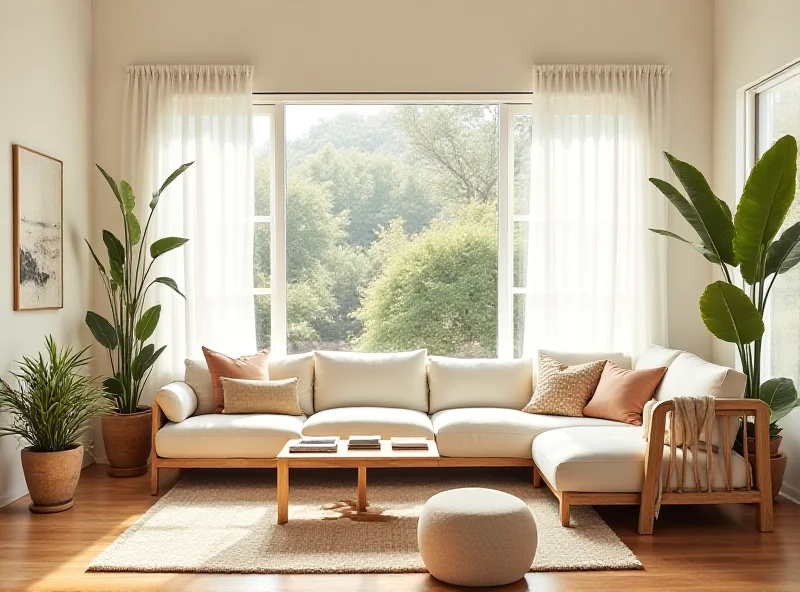 A modern living room with stylish furniture from Article, showcasing a sofa, coffee table, and decorative elements.