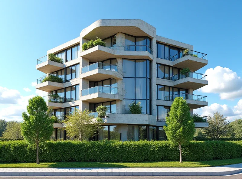 Modern apartment building exterior on a sunny day