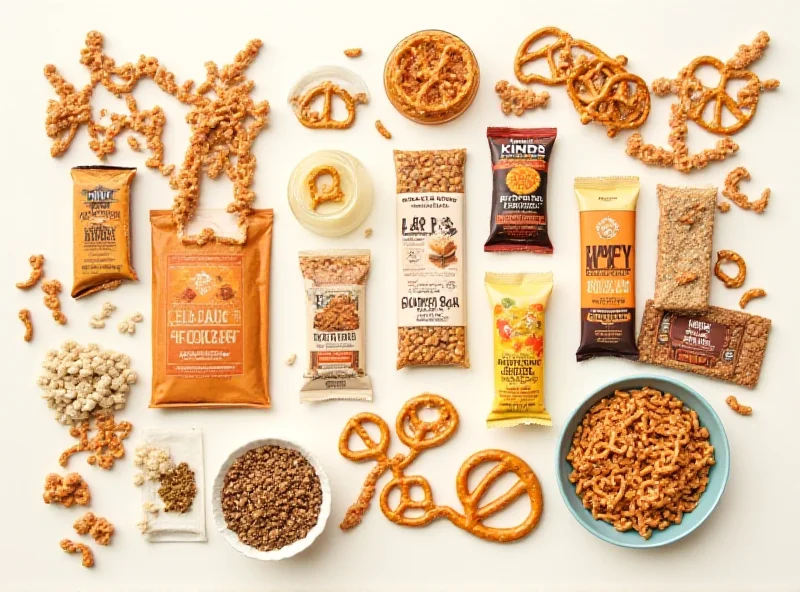 Image of a variety of gluten-free snacks, including pretzels and granola bars