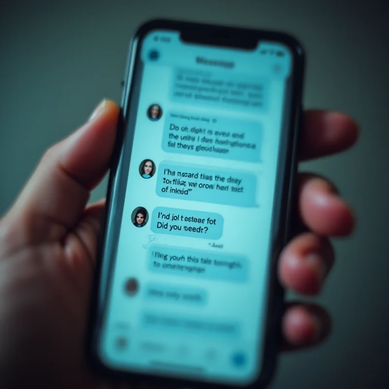 Close-up of a phone screen displaying text messages filled with anxious and fearful language, such as 'I'm scared' and 'Did you see that?'