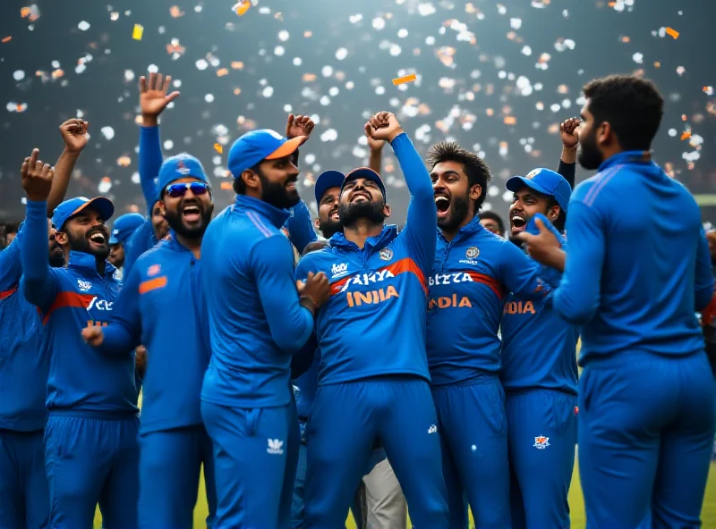 Indian cricket team celebrating their victory.
