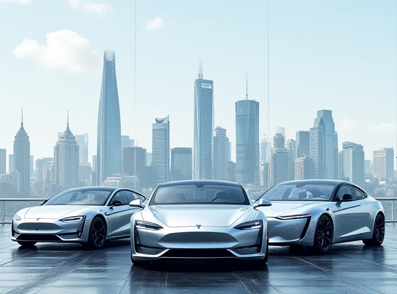 A collage showing electric vehicles from various brands, including Tesla, Xiaomi, and Foxconn, against a backdrop of a futuristic city skyline.