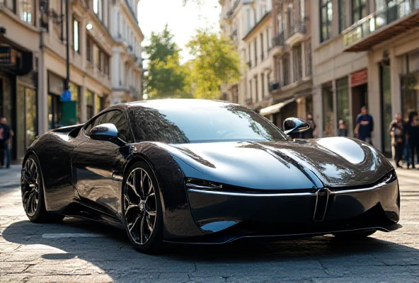 A sleek electric vehicle parked in a European city street, showcasing the growth of electric car sales in Europe.