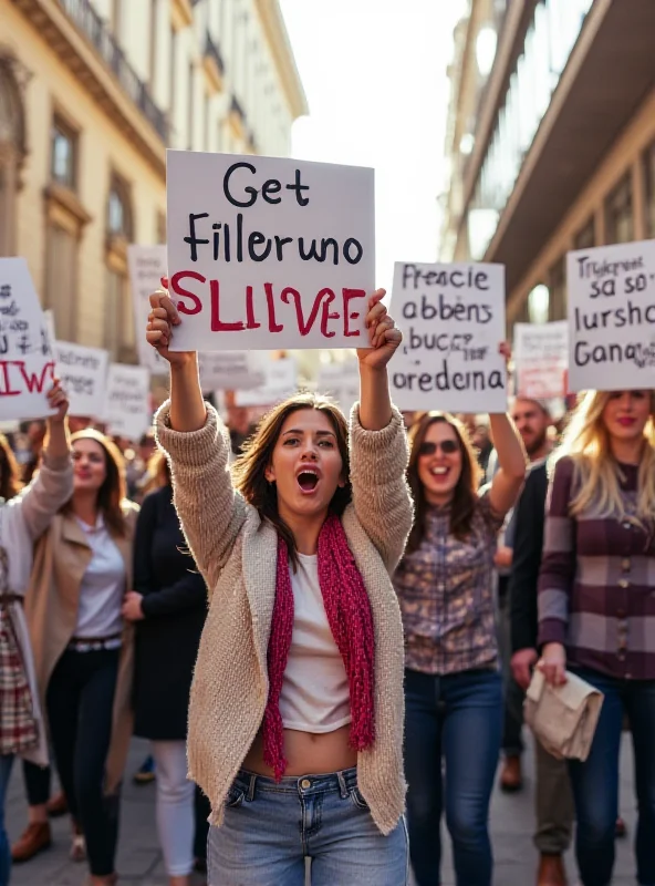 Students protesting for peace on International Women's Day