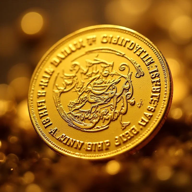 Close up of a shiny Bahar Azadi gold coin.
