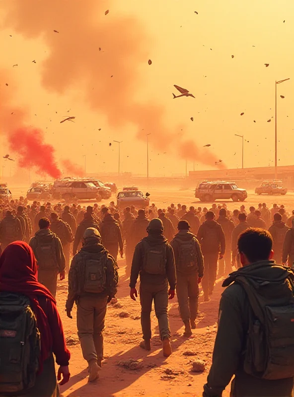 A digital illustration of Kabul Airport, depicting the chaotic withdrawal and aftermath of the bombing.
