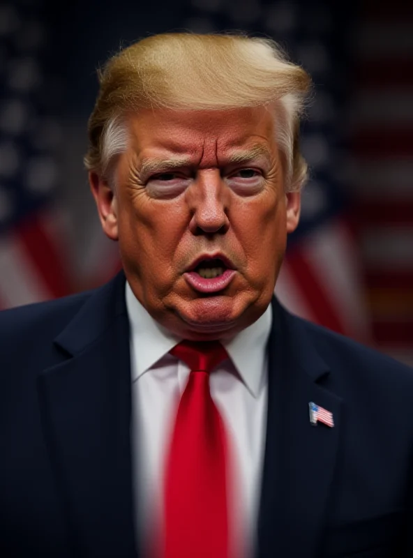 Image of Donald Trump speaking at a rally, with a serious expression on his face.
