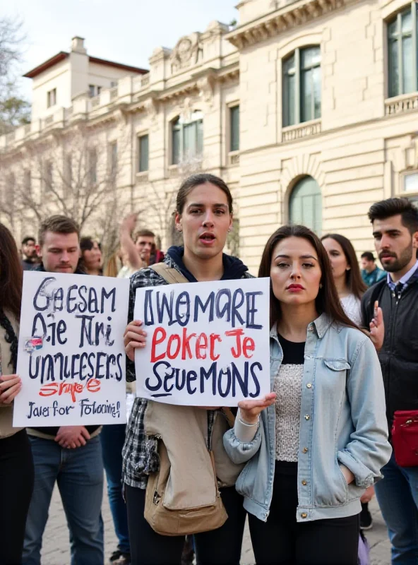 Image of students protesting with signs outside the University of Pisa.