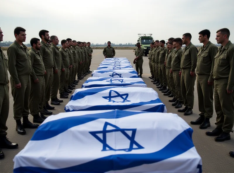 Israeli soldiers collecting coffins