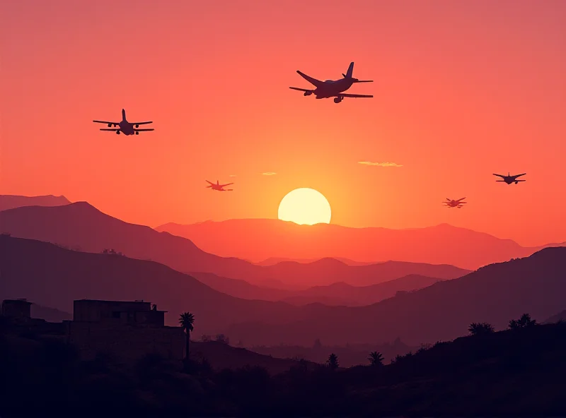 Israeli warplanes flying over a Middle Eastern landscape.